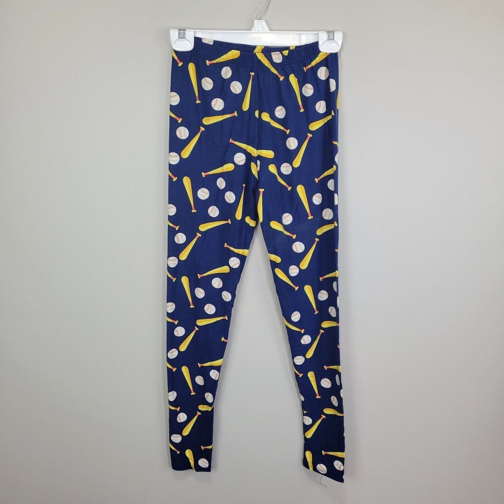 Baseball Bat and Ball Print Polyester Spandex Ankle Leggings One Size Fits All